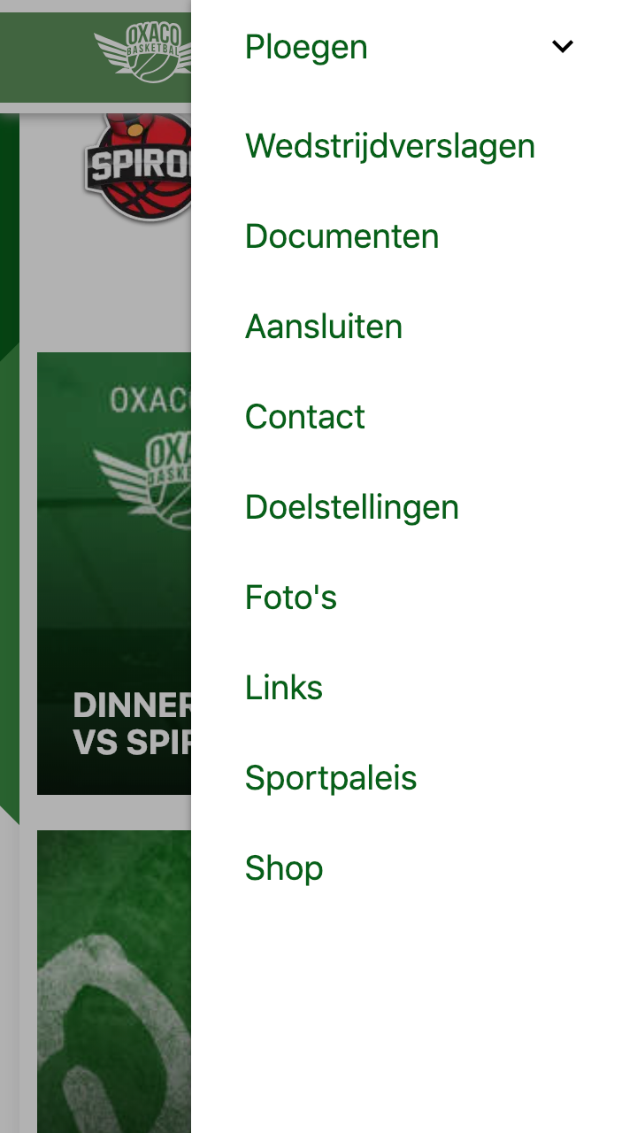 oxaco website navigatie op mobile